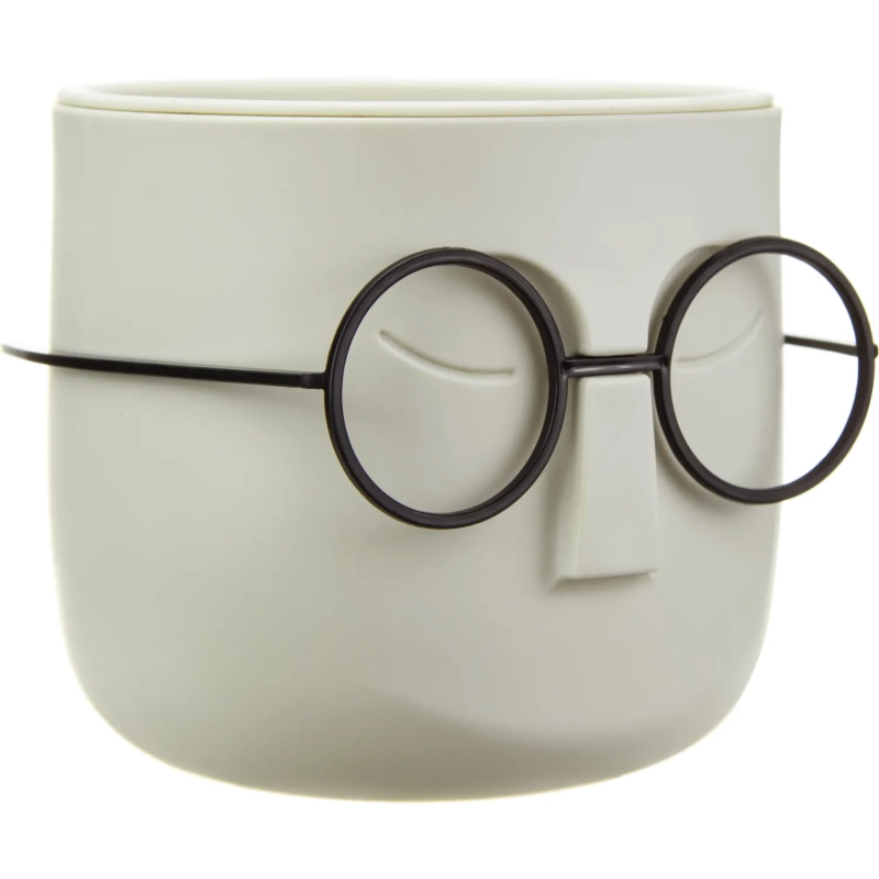 Кашпо СТИВ  D115мм 0,65л со вставкой, белый ротанг, М 3079