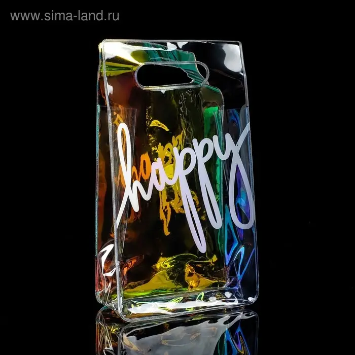 Пакет подарочный из голографического пластика, упаковка, Happy, 13 х 23 х 6 см Пакет подарочный из голографического пластика, упаковка, Happy, 13 х 23 х 6 см