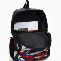 Рюкзак школьный на молнии, с карманами, с принтом, размер 29&times;12&times;42 см, синий/красный