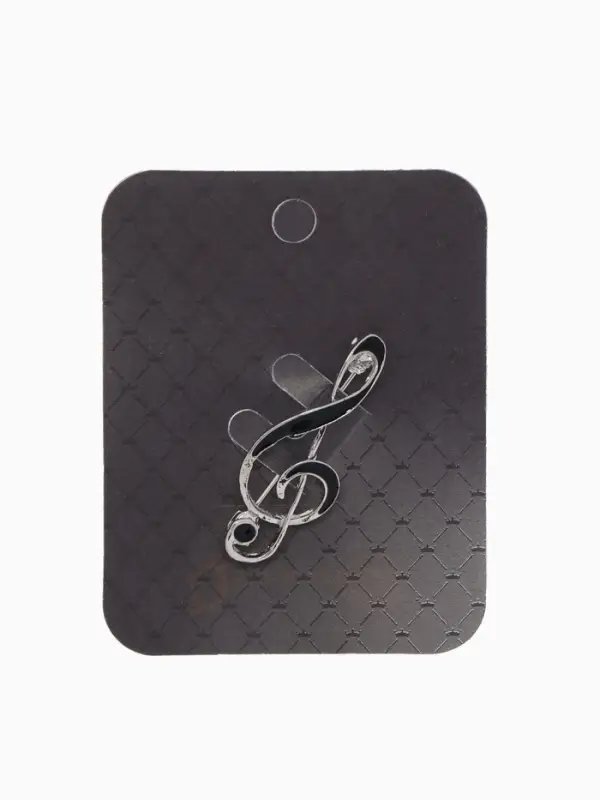 Брошь &laquo;Нота. Скрипичный ключ&raquo;, чёрная в серебре