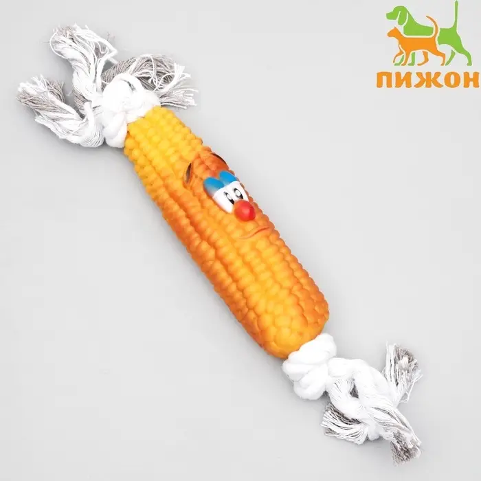 Игрушка на канате &laquo;Кукуруза&raquo; для собак, 30 см, кукуруза 14 см, жёлтая