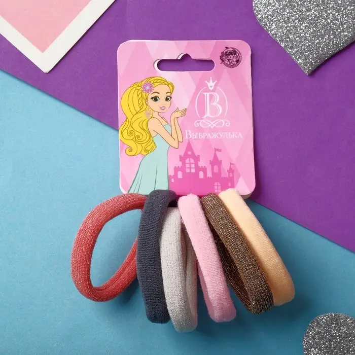 Резинка для волос Резинка для волос "Синди" (набор 6 шт) проблеск пастель, 4 см