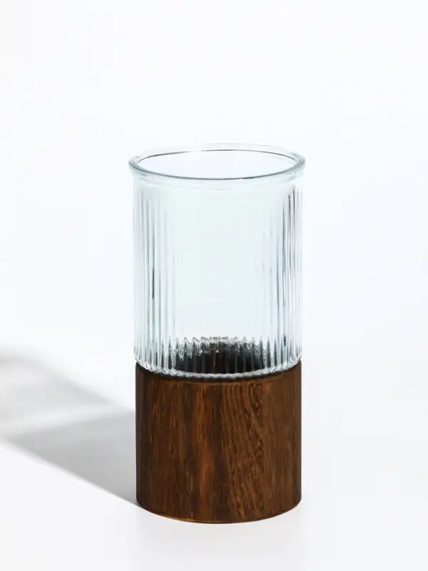 Ваза стекло настольная  Ваза стекло настольная "Лесли" линии, 20х10 см, прозрачный