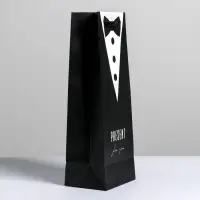 Пакет подарочный ламинированный под бутылку, упаковка, Present for man, 13 x 35 x 10 см