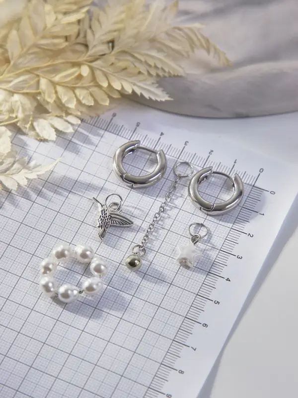 Серьги со съёмным элементом &laquo;Трансформер&raquo;, птица, белые в серебре