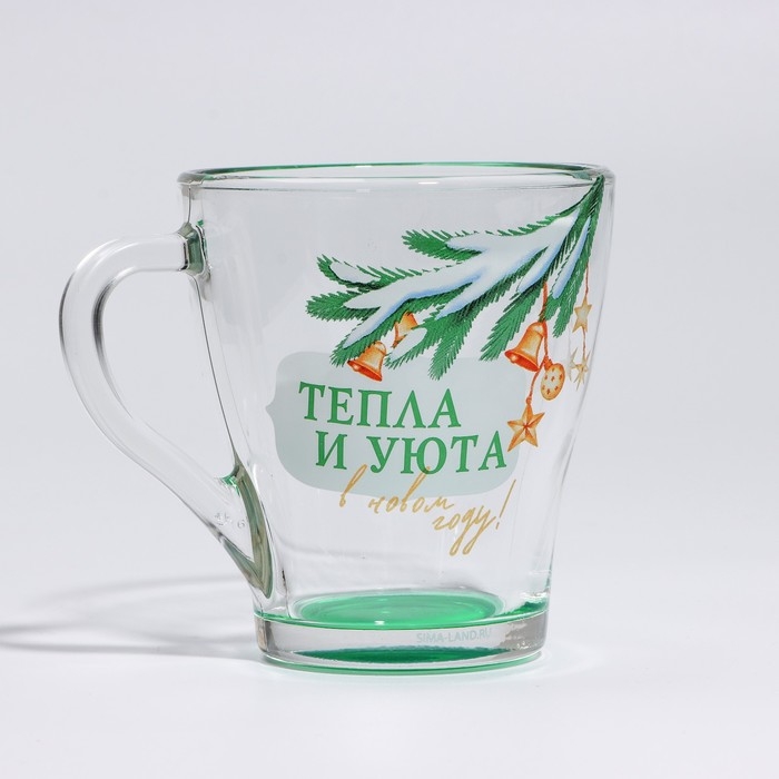 Новый год. Набор кружек стеклянных &laquo;Тепла и уюта!&raquo;, 2 шт