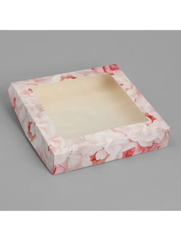 Кондитерская упаковка, коробка с ламинацией &laquo;Пионы&raquo;, 20&times;20&times;4 см