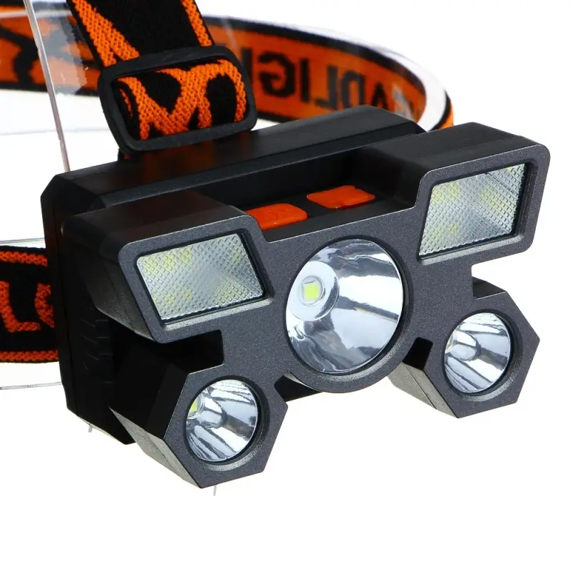 Фонарь налобный тм ЕРМАК, 6 + 3 LED, 4 режима, 87х50х58мм, 1200мАч, USB кабель, пластик