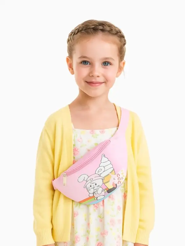 Сумка поясная &laquo;Мороженое&raquo;, детская, для девочки, на молнии, розовая