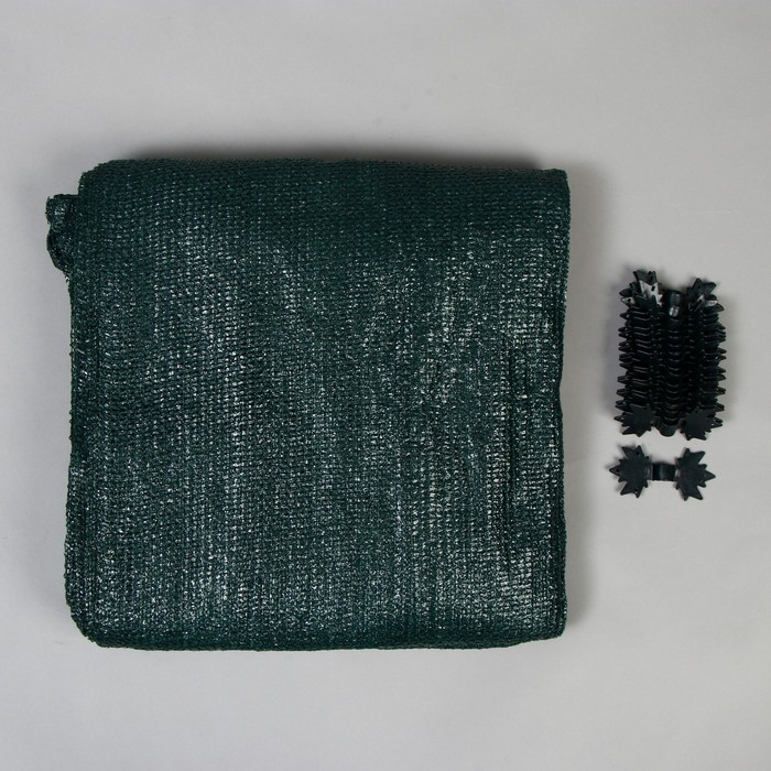 Сетка затеняющая, 5 × 4 м, плотность 55 г/м², зелёная, в наборе 19 клипс