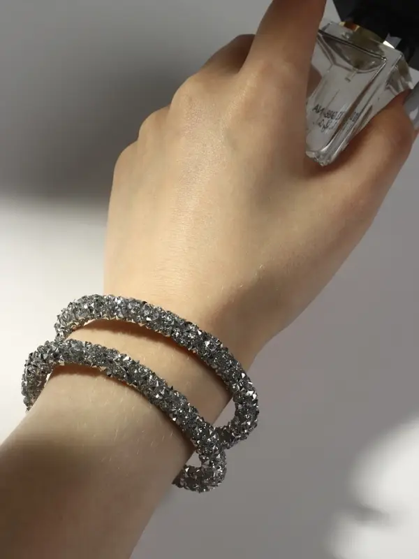 Браслет-пружинка &laquo;Шанталь&raquo;, 2 ряда, цвет серебро, d=7 см