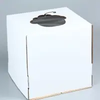 Коробка под торт с окном, &laquo;Пироженка&raquo;, белая, 30&times;30&times;30 см