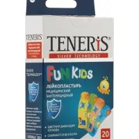 Лейкопластырь бактерицидный Teneris "Fun Kids" с ионами серебра на полимерной основе. 20 шт