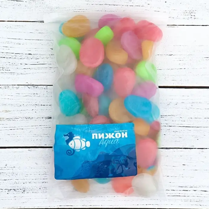 Декоративные камни для аквариума, 45 мм, 1 кг, светящиеся, МИКС