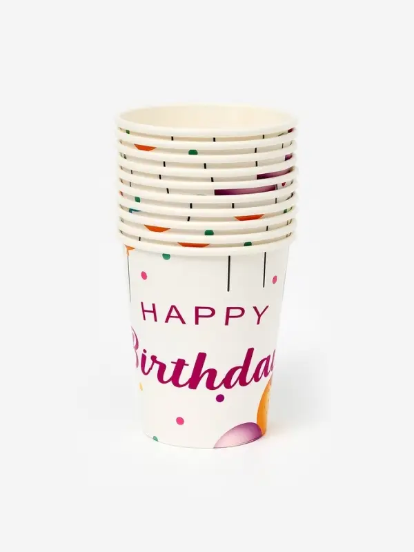 Бумажные стаканы "Happy birthday"шарики (набор 10шт)