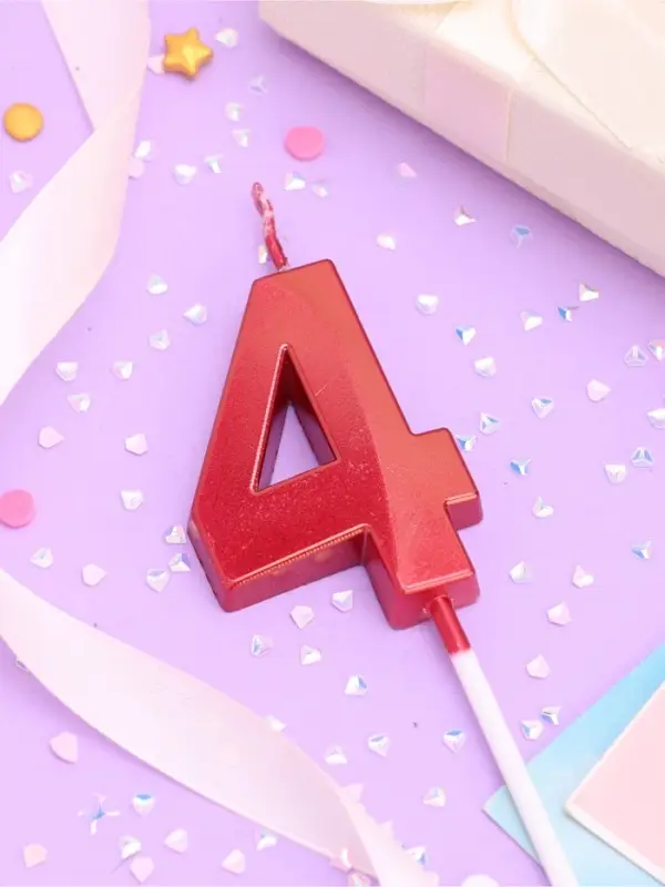 Свеча в торт на шпажке «Цифра 4», красная, 5 см Свеча в торт на шпажке «Цифра 4», красная, 5 см