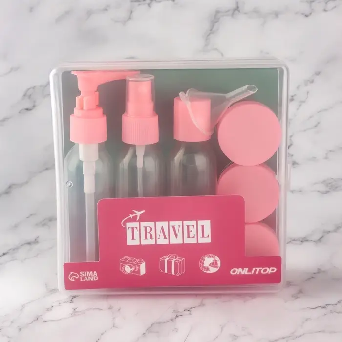 Набор для хранения, в футляре, 8 предметов, прозрачный/розовый