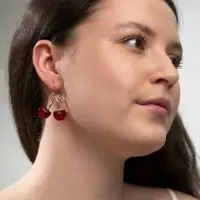 Серьги &laquo;Вишенка&raquo;, бордовые в золоте