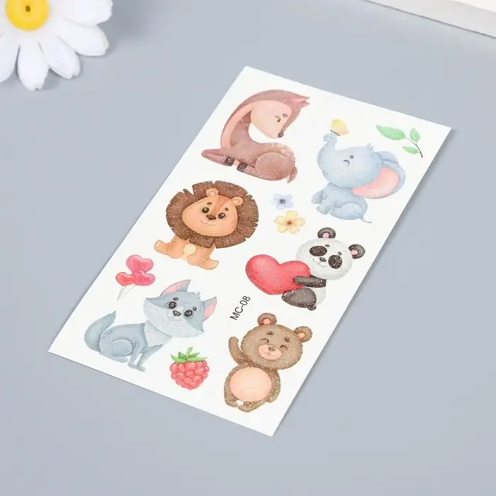 Переводные тату на тело цветные «Зоомир. Любовь и цветы», 12×7.5 см