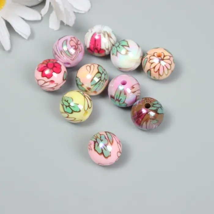 Бусины для творчества акрил Бусины для творчества акрил "Цветочки" МИКС 1,6х1,6х1,6 см