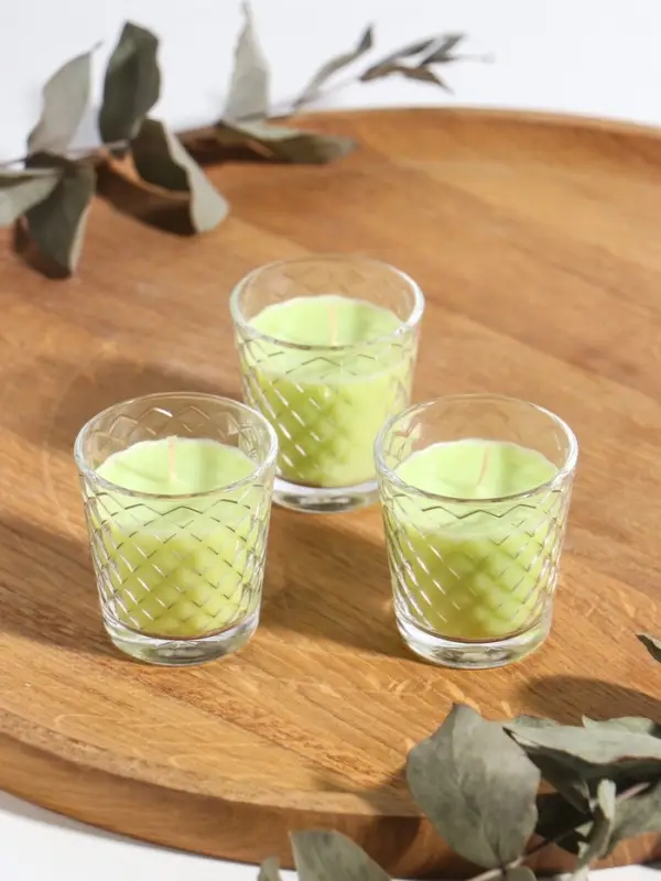 Ароматическая свеча в стакане, набор 3 шт., по 50 мл, 10 ч, 32 г, лайм-мята