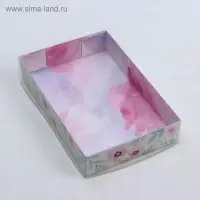 Кондитерская упаковка, коробка для макарун с PVC крышкой, «Весенний подарок», 18 х 12 х 3.5 см
