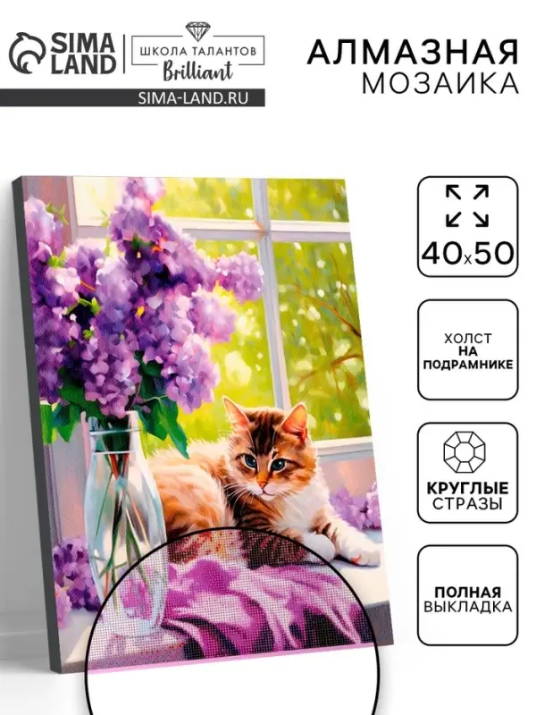 Алмазная вышивка полное заполнение &laquo;Рыжий кот&raquo;, на раме, 40&times;50 см