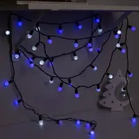 Гирлянда &laquo;Нить&raquo; 20 м с насадками &laquo;Шарики 1.5 см&raquo;, IP44, тёмная нить, 200 LED, свечение бело-синее, мигание, 220 В