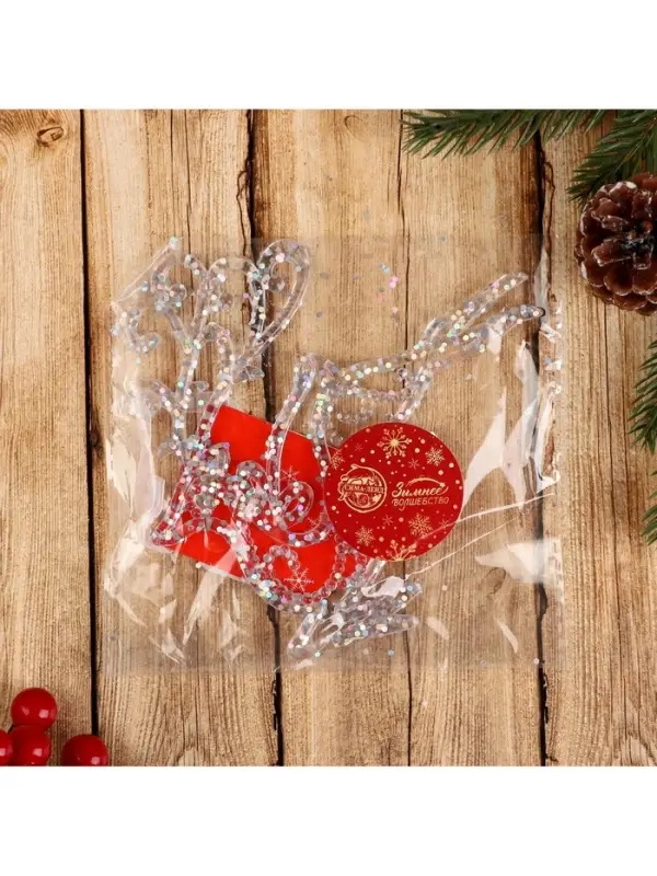 Ёлочная игрушка &laquo;Зимнее волшебство. Олень в прыжке - магия&raquo;, 13&times;12 см, прозрачный