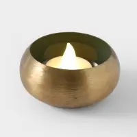 Подсвечник золотой c зелёным покрытием, 8&times;8&times;3.5 см
