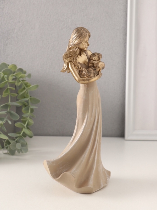 Сувенир полистоун Сувенир полистоун "Девушка с щенком на руках" 11х7,5х22,5 см
