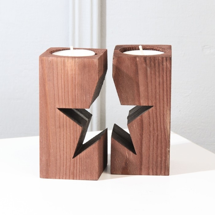 Подсвечник новогодний деревянный «Новый год: Звездная ночь», диам. под свечу = 4 см., 9,5 х 5,5 х 10 см. Подсвечник новогодний деревянный «Новый год: Звездная ночь», диам. под свечу = 4 см., 9,5 х 5,5 х 10 см.