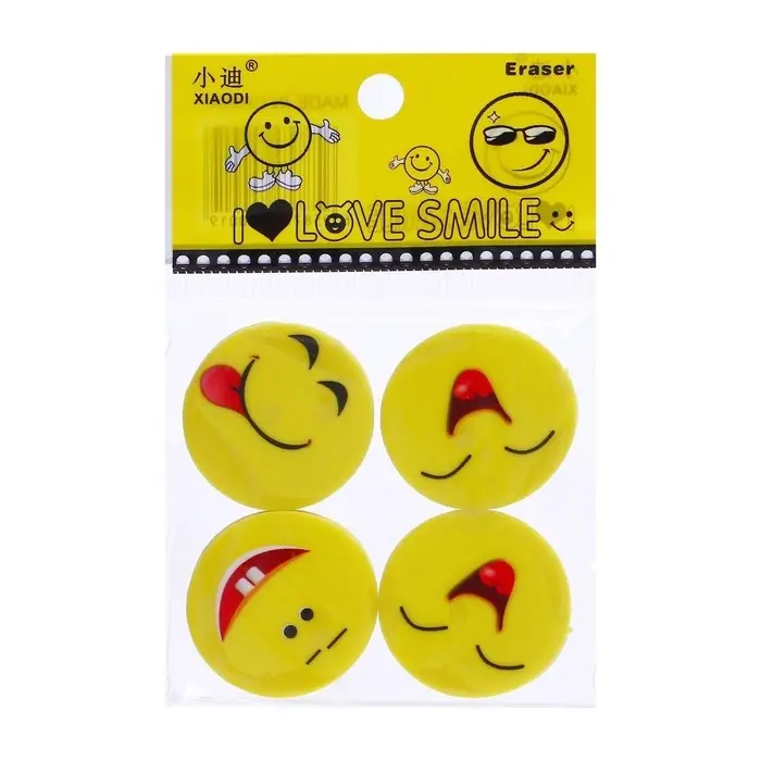 Набор ластиков фигурных Calligrata Набор ластиков фигурных Calligrata "Смайлы", 4 штуки, в блистере, МИКС