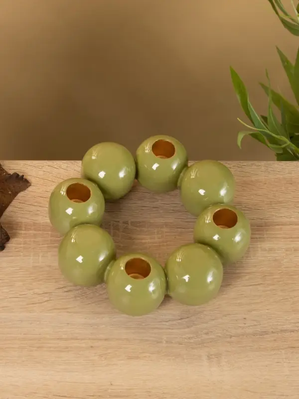 Подсвечник на 4 свечи "Бусы" с 8 сферами, авокадо 19х19х5,5 см