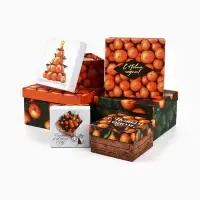 Набор новогодних подарочных коробок 6 в 1 &laquo;Яркие мандарины&raquo;, 10&times;10&times;6 - 20&times;20&times;11 см