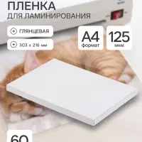 Пленка д/ламинирования А4 125 мкм 60 шт., глянцевая, 216&times;303 мм