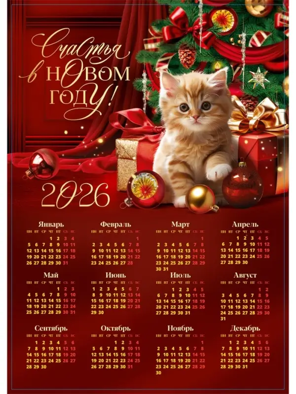 Календарь 2026 «Котенок», А3 Календарь 2026 «Котенок», А3