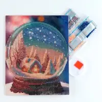 Алмазная мозаика на новый год с частичным заполнением для детей &laquo;Снежный шар&raquo;, 20&times;25 см, набор для творчества