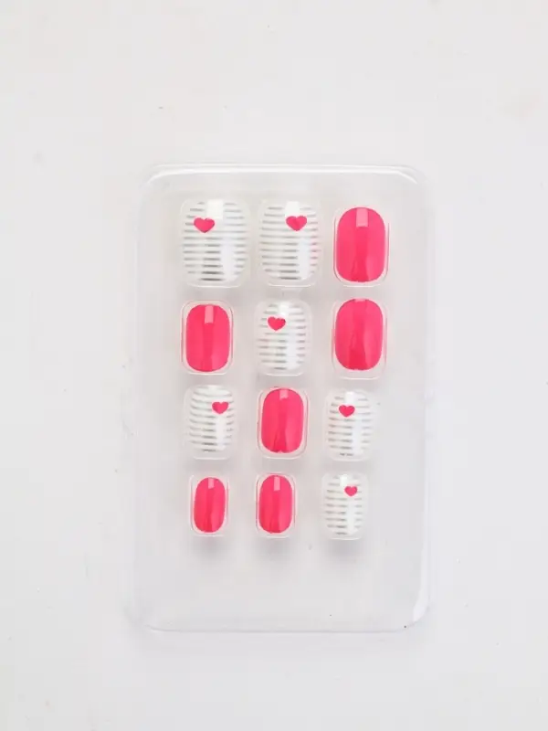 Детские накладные ногти &laquo;Сердечки&raquo;, 12 шт.