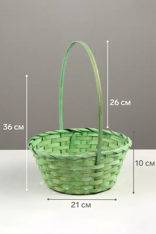 Корзина плетёная для хранения, бамбуковая, круглая, зелёная, набор 3 шт.