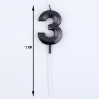 Свеча в торт на шпажке «Цифра 3», черная, 5 см