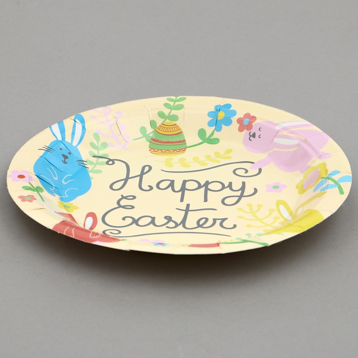 Тарелки бумажные «Светлой Пасхи» с кроликами, 6 шт Тарелки бумажные «Светлой Пасхи» с кроликами, 6 шт