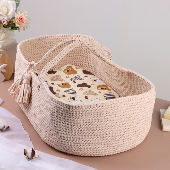 Люлька с матрасом, 70 х 42 х 24 см, бежевый, хлопок Люлька с матрасом, 70 х 42 х 24 см, бежевый, хлопок