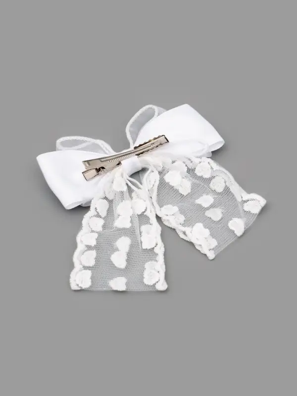 Бант для волос на заколке с лентами &laquo;Сердечки&raquo;, белый, Принцессы Дисней