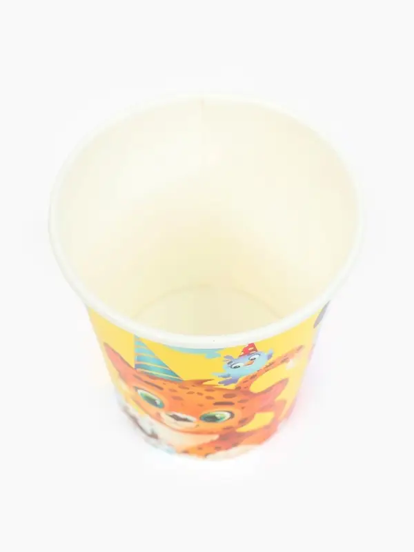 Стакан одноразовый бумажный «С Днём рождения, весёлые зверята», желтый, 250 мл Стакан одноразовый бумажный «С Днём рождения, весёлые зверята», желтый, 250 мл