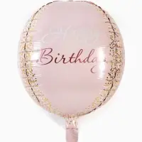 Воздушный шар фольгированный 25" сфера " С днем рождения" розовое-золото