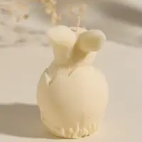 Свеча пасхальная "Заяц с цветами" 6х10 см, бежевый