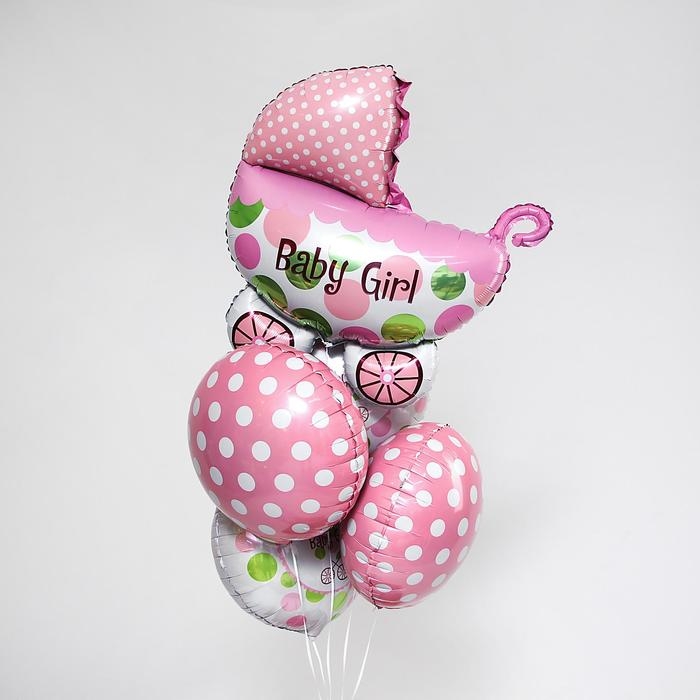Букет из шаров &laquo;Рождение девочки&raquo;, коляска, фольга, набор из 5 шт.