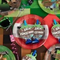 Карнавальные язычки гудки "Пиксели "11 см, 6 шт. в упак.