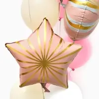 Воздушные шары "Розовые грани" фольга, латекс, набор 12 штук